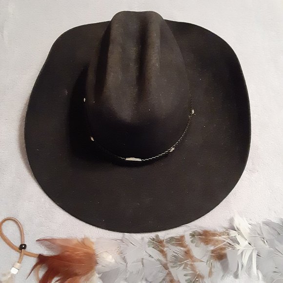 Authentic Cowboy Hat & Band: Texas MHT * Turquoise & Feather * 3X Beaver Blend - Picture 14 of 16